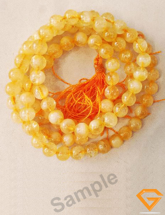 Natural Citrin Stone Mala 8mm